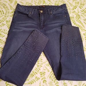 Sparkly Metal Embellished Skinny Jeans
